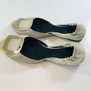 Roger Vivier Suede D’Orsay Beige Ballerina Flats Women’s 38 7.5-8 Made in Italy